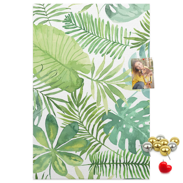Tableau en liège fantaisie Motif de feuilles tropicales dans des tons de vert