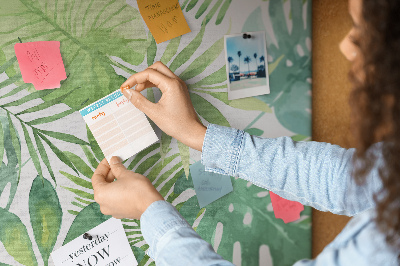 Tableau en liège fantaisie Motif de feuilles tropicales dans des tons de vert