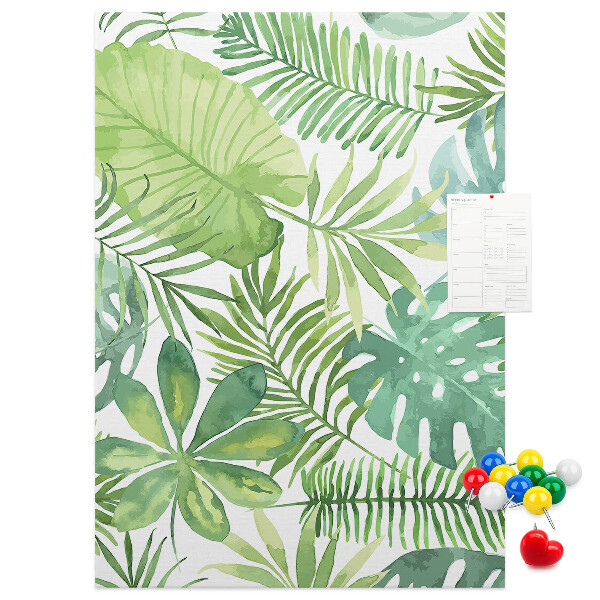 Tableau en liège fantaisie Motif de feuilles tropicales dans des tons de vert