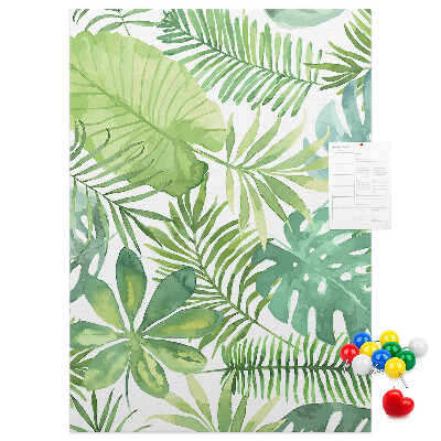 Tableau en liège fantaisie Motif de feuilles tropicales dans des tons de vert