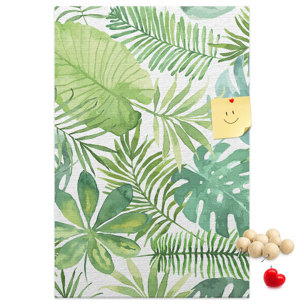 Tableau en liège fantaisie Motif de feuilles tropicales dans des tons de vert