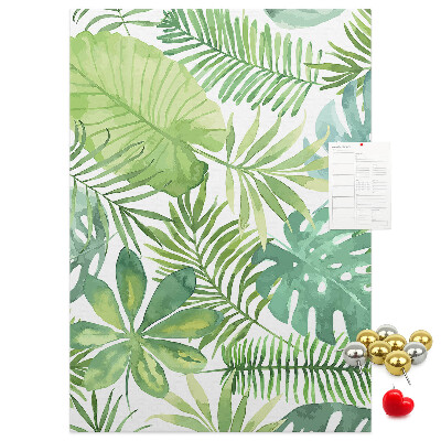 Tableau en liège fantaisie Motif de feuilles tropicales dans des tons de vert
