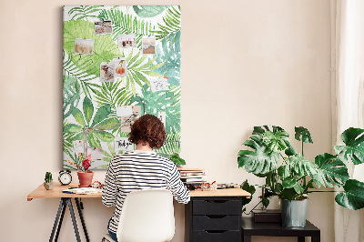Tableau en liège fantaisie Motif de feuilles tropicales dans des tons de vert