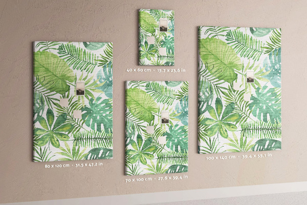Tableau en liège fantaisie Motif de feuilles tropicales dans des tons de vert