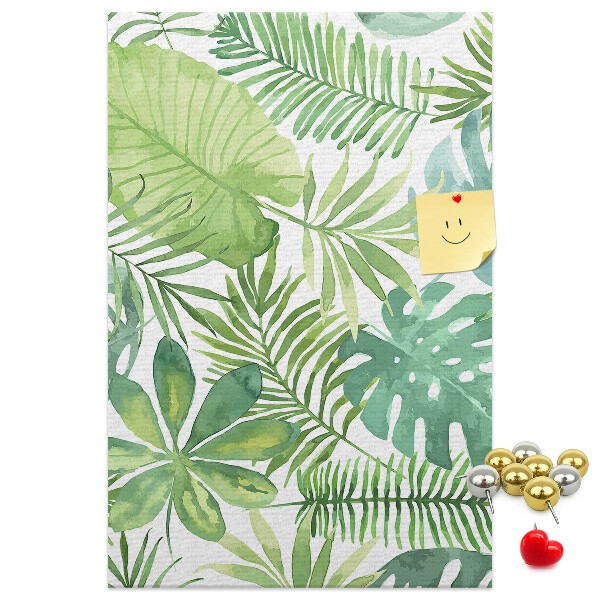 Tableau en liège fantaisie Motif de feuilles tropicales dans des tons de vert