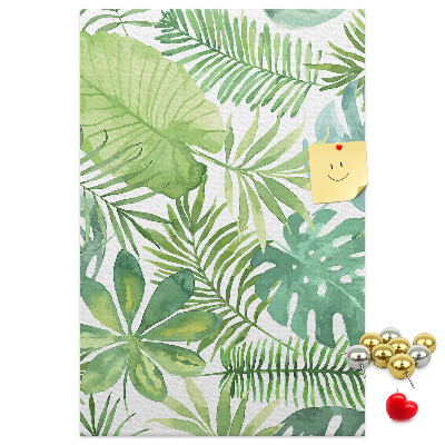 Tableau en liège fantaisie Motif de feuilles tropicales dans des tons de vert