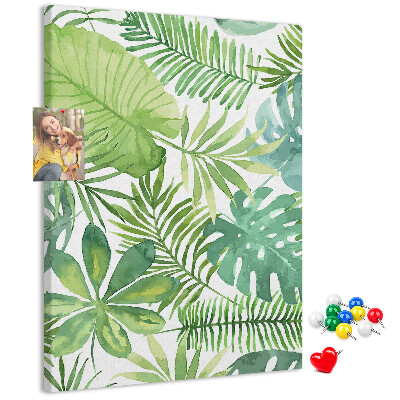 Tableau en liège fantaisie Motif de feuilles tropicales dans des tons de vert
