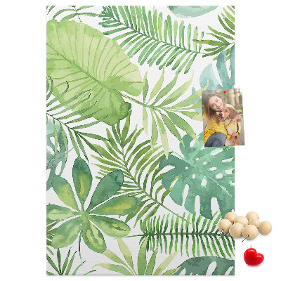 Tableau en liège fantaisie Motif de feuilles tropicales dans des tons de vert