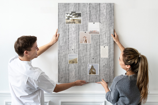 Tableau en liège déco Texture de planches de bois grises pour fond