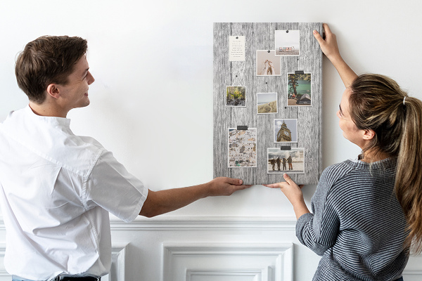 Tableau en liège déco Texture de planches de bois grises pour fond