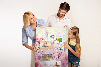 Tableau en liège déco Des accents floraux dans des tons délicats