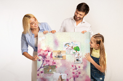 Tableau en liège déco Des accents floraux dans des tons délicats