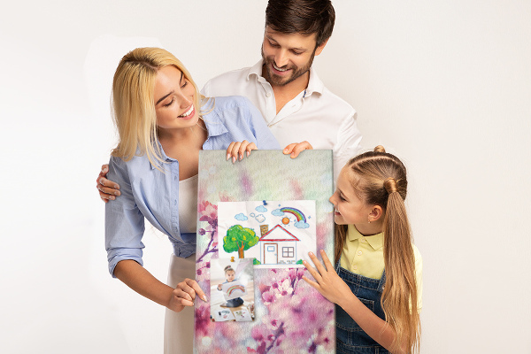 Tableau en liège déco Des accents floraux dans des tons délicats