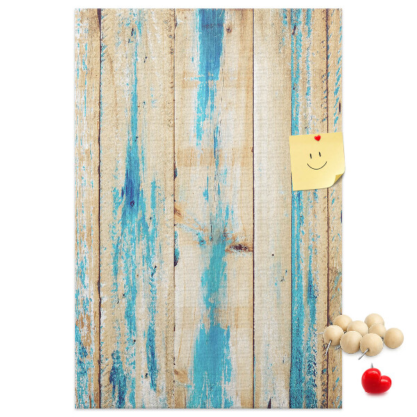 Tableau en liège déco Vieux panneau de bois avec des accents bleus