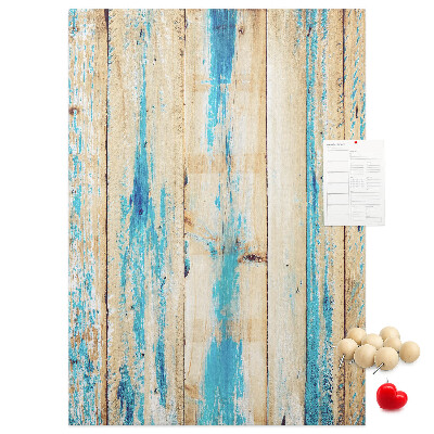 Tableau en liège déco Vieux panneau de bois avec des accents bleus