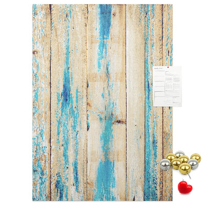 Tableau en liège déco Vieux panneau de bois avec des accents bleus
