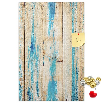 Tableau en liège déco Vieux panneau de bois avec des accents bleus