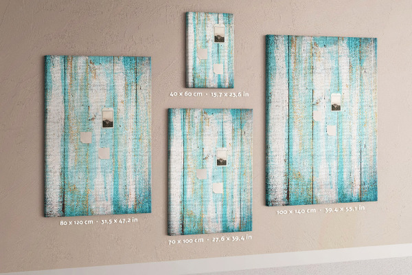 Tableau de liège Texture de bois dans des tons de bleu