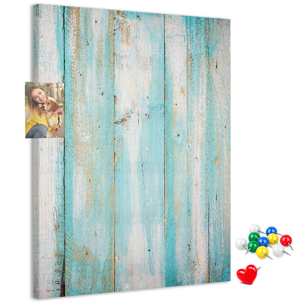 Tableau de liège Texture de bois dans des tons de bleu