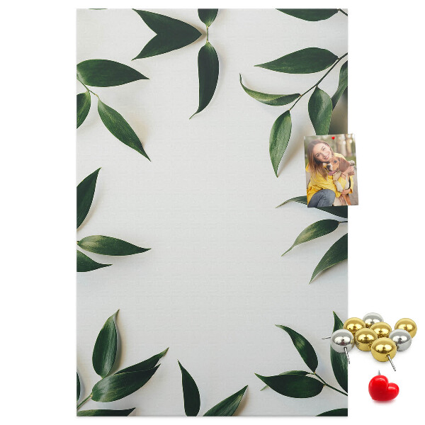 Tableau en liège fantaisie Feuilles vertes sur fond clair