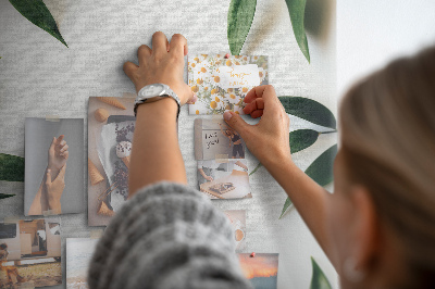 Tableau en liège fantaisie Feuilles vertes sur fond clair