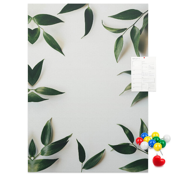Tableau en liège fantaisie Feuilles vertes sur fond clair
