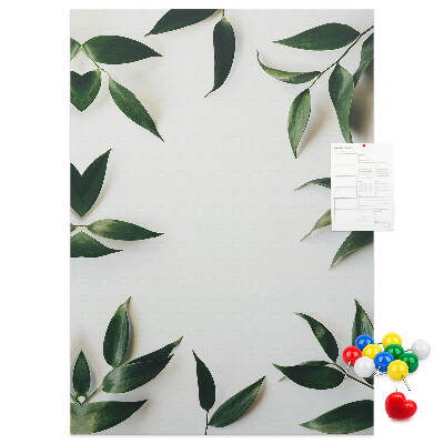 Tableau en liège fantaisie Feuilles vertes sur fond clair
