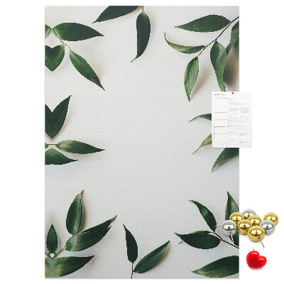 Tableau en liège fantaisie Feuilles vertes sur fond clair