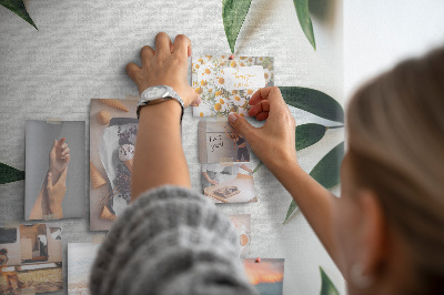 Tableau en liège fantaisie Feuilles vertes sur fond clair