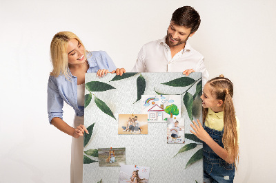 Tableau en liège fantaisie Feuilles vertes sur fond clair