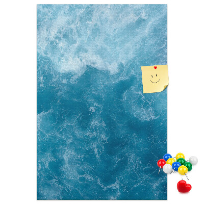 Tableau en liège déco Vagues océaniques aux nuances de bleu
