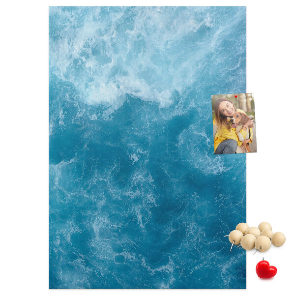 Tableau en liège déco Vagues océaniques aux nuances de bleu