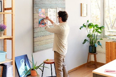 Tableau en liège fantaisie planches rustiques pastel