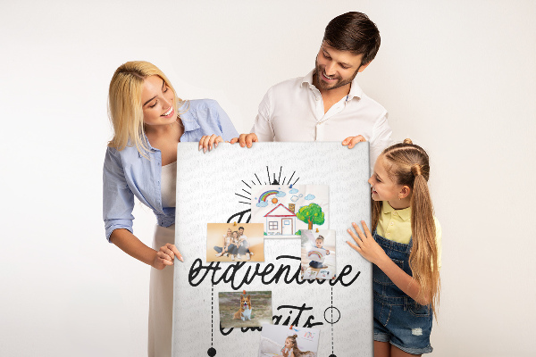 Tableau en liège déco L'heure est à l'aventure avec une inscription inspirante