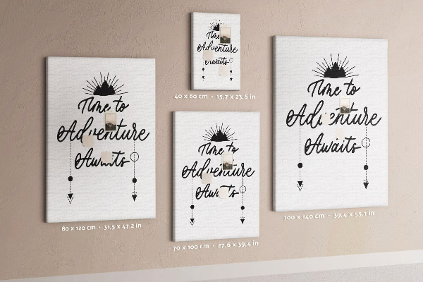 Tableau en liège déco L'heure est à l'aventure avec une inscription inspirante