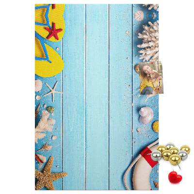 Tableau en liège déco Plage d'été avec coquillages et sable