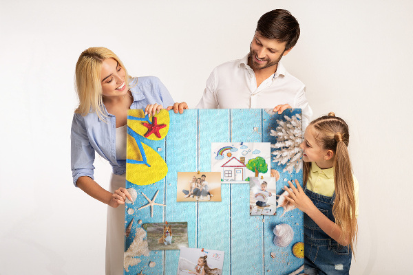 Tableau en liège déco Plage d'été avec coquillages et sable