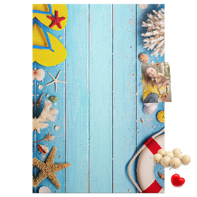 Tableau en liège déco Plage d'été avec coquillages et sable