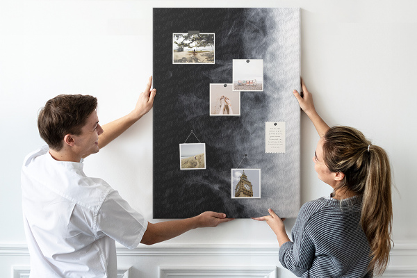 Tableau en liège déco Brouillard noir et blanc avec une transition douce