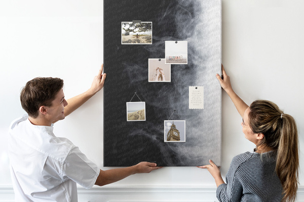 Tableau en liège déco Brouillard noir et blanc avec une transition douce