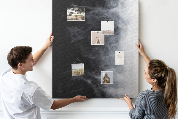 Tableau en liège déco Brouillard noir et blanc avec une transition douce