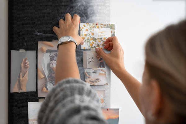 Tableau en liège déco Brouillard noir et blanc avec une transition douce
