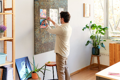 Tableau de liège Texture rustique avec des touches de bleu