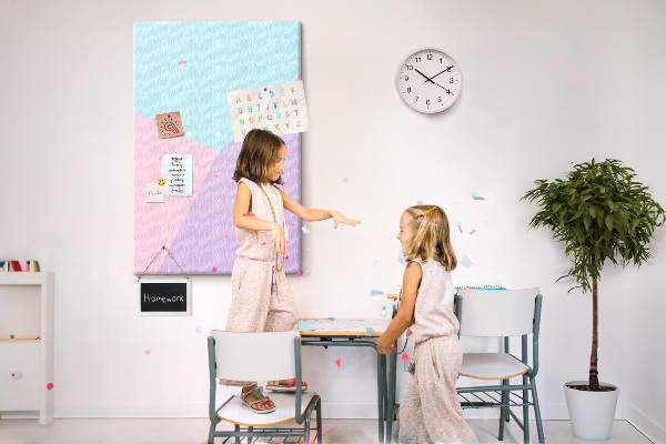 Tableau en liège fantaisie Formes géométriques aux teintes pastel