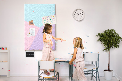 Tableau en liège fantaisie Formes géométriques aux teintes pastel