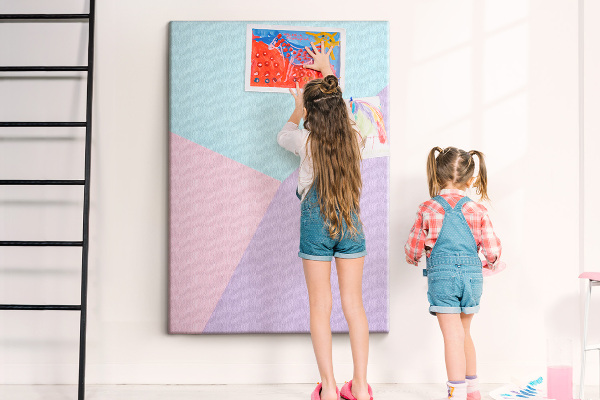 Tableau en liège fantaisie Formes géométriques aux teintes pastel