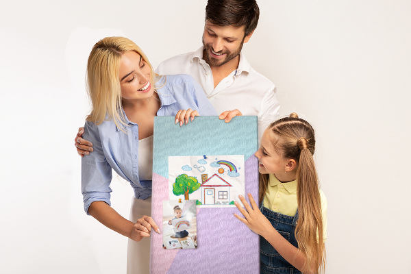 Tableau en liège fantaisie Formes géométriques aux teintes pastel
