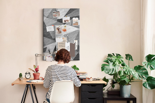 Tableau en liège déco Motif abstrait en niveaux de gris avec des triangles