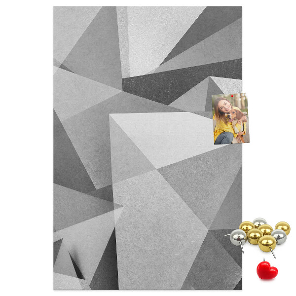 Tableau en liège déco Motif abstrait en niveaux de gris avec des triangles