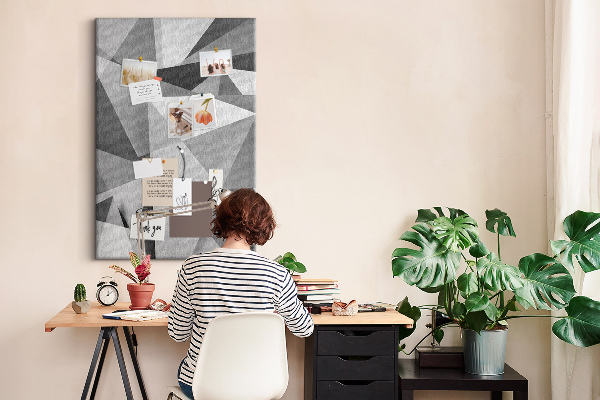 Tableau en liège déco Motif abstrait en niveaux de gris avec des triangles
